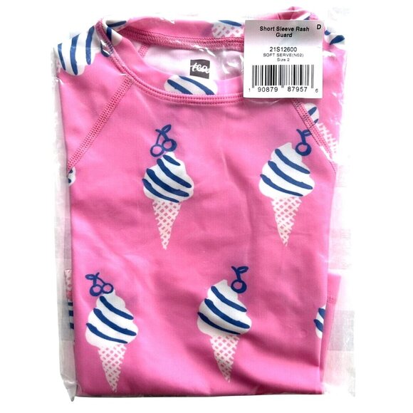 NWT Tea Collection Pink Soft Serve Ice Cream Cones SS Rashguard Girls Size 2 - Picture 5 of 5